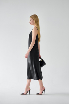 Черное платье-комбинация из шелка с регулируемыми бретелями Мастер Мод 811с чёрный - фото 3