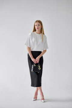 Юбка миди из шелковистой ткани по косой с потайной резинкой Мастер Мод 839ас чёрный - фото 3