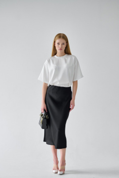 Юбка миди из шелковистой ткани по косой с потайной резинкой Мастер Мод 839ас чёрный - фото 1