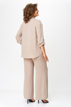Бежевый костюм из легкой ткани с карманами и поясом VIPPRIMO 110 - фото 5