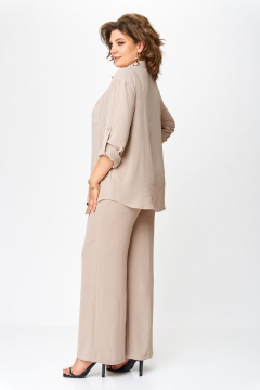 Бежевый костюм из легкой ткани с карманами и поясом VIPPRIMO 110 - фото 3