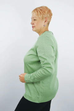 Джемпер на каждый день из трикотажа хлопка в зеленом цвете Полесье С1954-24 4С0711-Д43 158,164 зеленый_агат - фото 2