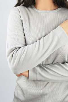 Джемпер на каждый день из трикотажа хлопка серый укороченный Полесье С1954-24 4С0711-Д43 170,176 серый_гранит - фото 3