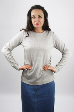 Джемпер на каждый день из трикотажа хлопка серый укороченный Полесье С1954-24 4С0711-Д43 170,176 серый_гранит - фото 1