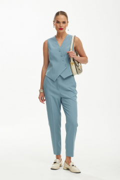 Летний костюм из текстиля с жилетом для повседневных образов Твой имидж 1884 серо-голубой - фото 1