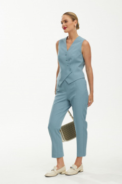 Летний костюм из текстиля с жилетом для повседневных образов Твой имидж 1884 серо-голубой - фото 4