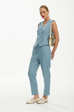 Летний костюм из текстиля с жилетом для повседневных образов Твой имидж 1884 серо-голубой - фото 3