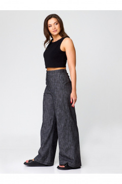 Демисезонные брюки-клеш из текстиля с высокой посадкой Zlata 4437 серый - фото 2