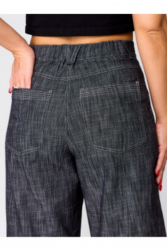 Демисезонные брюки-клеш из текстиля с высокой посадкой Zlata 4437 серый - фото 5