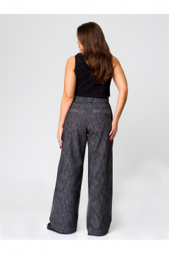 Демисезонные брюки-клеш из текстиля с высокой посадкой Zlata 4437 серый - фото 3