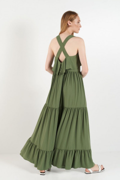 зеленое платье ниже колена из вискозы в стиле на каждый день BURVIN 7397-81 - фото 2