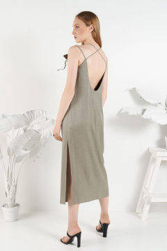 зеленое платье длиной 89 см из вискозы в стиле на каждый день BURVIN 7431-81 - фото 2
