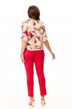 Брюки с асимметричным низом с эластичным поясом Abbi 2020 красный - фото 5