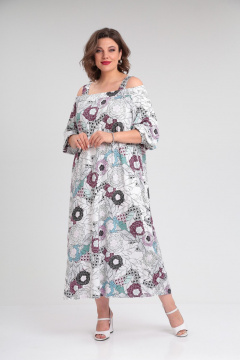 Платье А-силуэта из вискозы с сборками и длинной длиной Avenue 0128 дизайн - фото 1