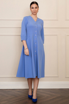 Голубое платье миди с ремнем и V-образным вырезом LADO 6326-9 голубой - фото 2