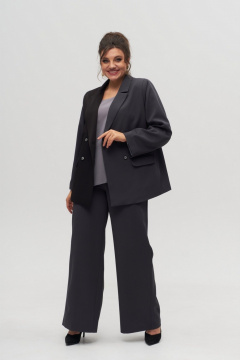 Брюки классические из вискозы и текстиля с резинкой по спинке Anelli 1328 графит - фото 2