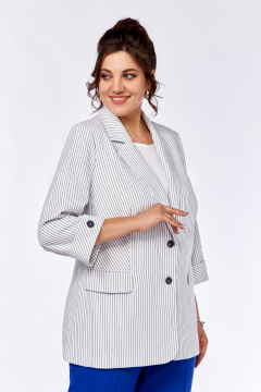 Блуза, брюки, жакет Ольга Стиль С-707/1 полоска_василек - фото 3