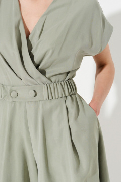 Зеленый летний комбинезон на каждый день из текстиля Ketty К-17220 серо-зеленый - фото 5