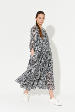 Летнее хлопковое платье с съемным поясом и дизайном Ketty К-13990 черно-белый - фото 3