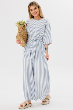 Комбинезон с спущенным плечом и поясом из вискозы Ambera Style 1075w полоска - фото 1