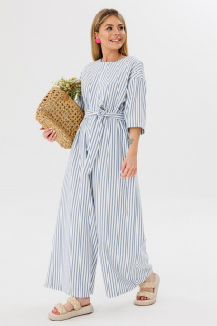 Комбинезон с спущенным плечом и поясом из вискозы Ambera Style 1075w полоска - фото 2
