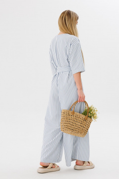 Комбинезон с спущенным плечом и поясом из вискозы Ambera Style 1075w полоска - фото 4