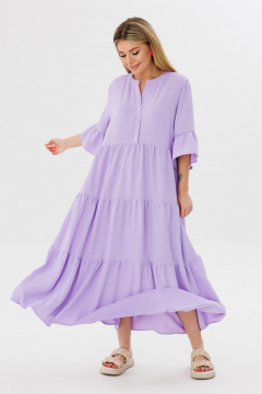 Платье свободного силуэта с V-образным вырезом из вискозы Amberа Style 1095L лаванда - фото 3