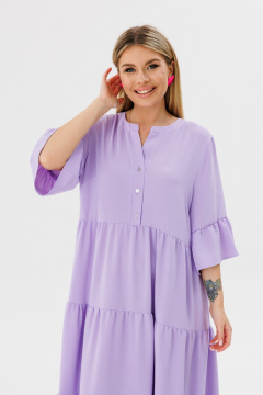 Платье свободного силуэта с V-образным вырезом из вискозы Amberа Style 1095L лаванда - фото 2
