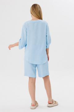 Блуза и шорты свободного кроя из вискозы и текстиля Ambera Style 2076 голубой - фото 2