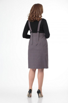 Бежевый сарафан из костюмной ткани, с запахом и поясом Anelli 880 бежевый_клетка - фото 5