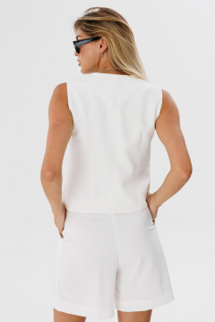 Классический жилет и шорты из текстиля для повседневных образов THE NAME 2292 молочный - фото 4