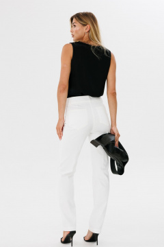 Классические брюки из мягкого джинса с высокой посадкой THE NAME 2313 молочный - фото 4