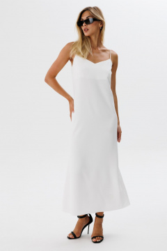 Белый сарафан из льняного текстиля с бретелями THE NAME 2321 молочный - фото 3