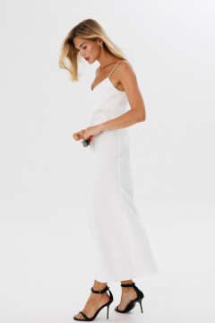 Белый сарафан из льняного текстиля с бретелями THE NAME 2321 молочный - фото 1