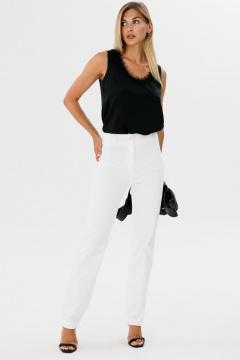 Черный шелковый топ с кружевной тесьмой, прямой крой THE NAME 2324 черный - фото 5