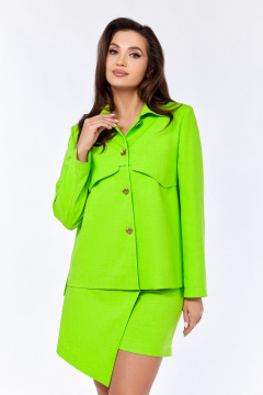 Зеленый ленжак и короткие шорты с отрезным поясом Temper Т147 зеленое_яблоко - фото 4