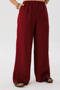 Летний костюм из льна: рубашка и брюки на резинке Anelli 1477 черешня - фото 4