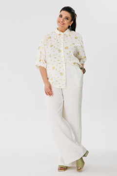 Летняя блуза из льна с рукавом летучая мышь Anelli 1464 мимоза - фото 5