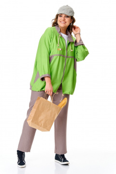 Лёгкий летний комплект из вискозы с кардиганом T&N 7534 зелень/какао - фото 2