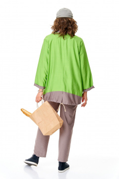 Лёгкий летний комплект из вискозы с кардиганом T&N 7534 зелень/какао - фото 3