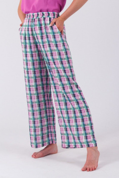 Брюки-палаццо из вискозы с высокой посадкой для лета Belarusachka РСД4284 клетка - фото 2