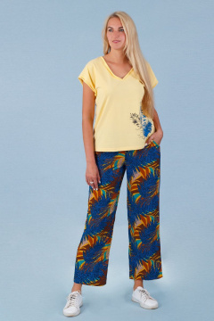 Брюки из вискозы с принтом и поясом на лето Belarusachka РСД5879 жар-птица - фото 2