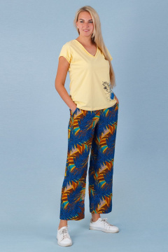 Брюки из вискозы с принтом и поясом на лето Belarusachka РСД5879 жар-птица - фото 3
