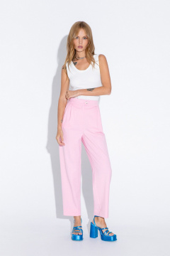 Двойка деловой костюм из текстиля с брюками со складками PiRS 4536 розовый - фото 4