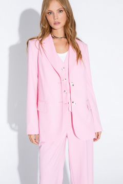 Двойка деловой костюм из текстиля с брюками со складками PiRS 4536 розовый - фото 2
