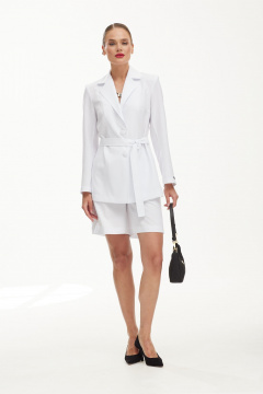 Жакет и шорты летний костюм из льна для на каждый день Твой имидж 1866 белый - фото 5