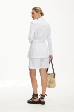 Жакет и шорты летний костюм из льна для на каждый день Твой имидж 1866 белый - фото 4