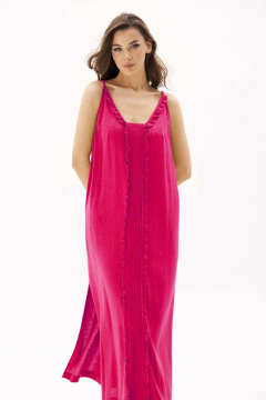 Платье летнее прямого кроя из вискозы и льна Fantazia Mod 4833 фуксия - фото 2