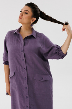 Платье-рубашка летнее из льна с эффектом яркости Anelli 1456 пурпур - фото 3