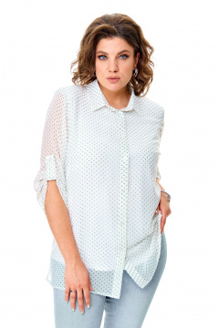 Летний комплект блуза и майка с принтом горох Abbi 5028 белый_горошек - фото 1